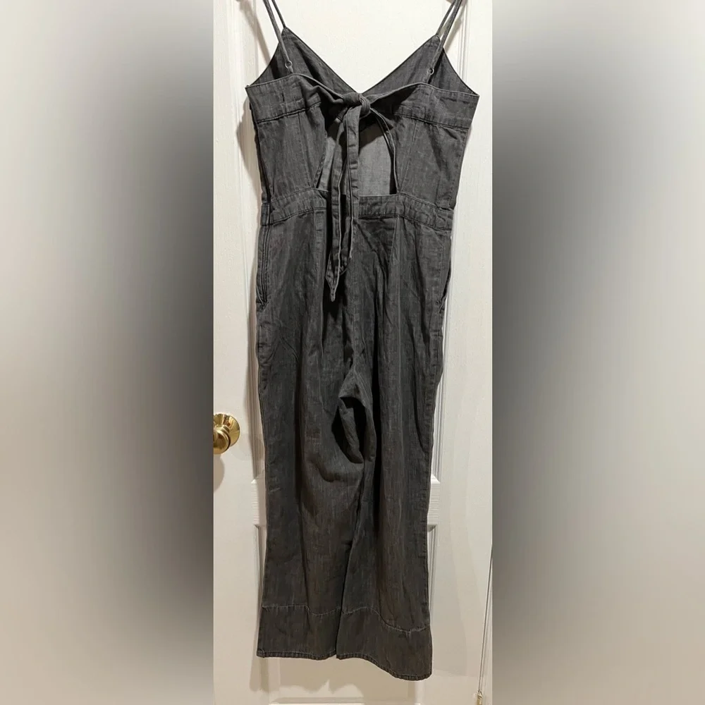 Abercrombie & Fitch BOW-BACK DENIM JUMPSUIT Mamamia Overalls - Dark Grey - 2 - Picture 4 of 7